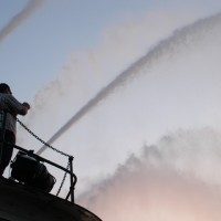 Shooting Water at the John J. Harvey Fireboat