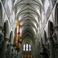 Nave of St. Michael and St. Gudula Cathedral in Brussels, Belgium