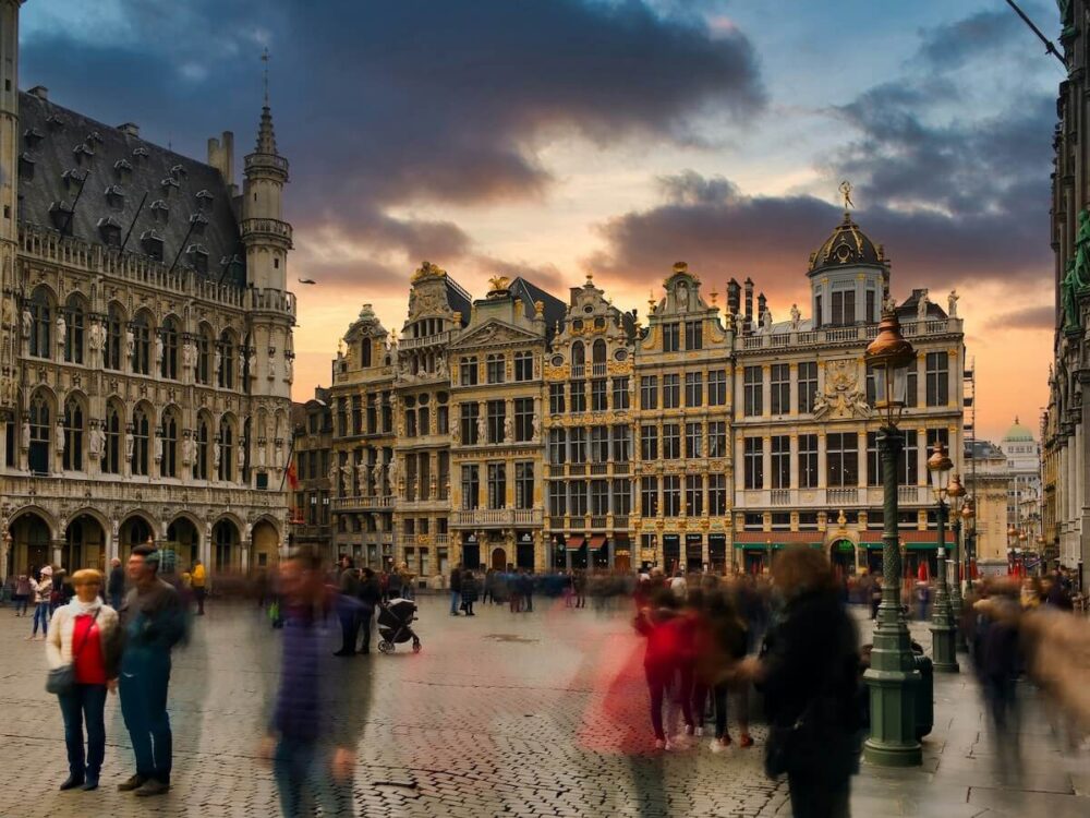 Brussels Square at Sunset