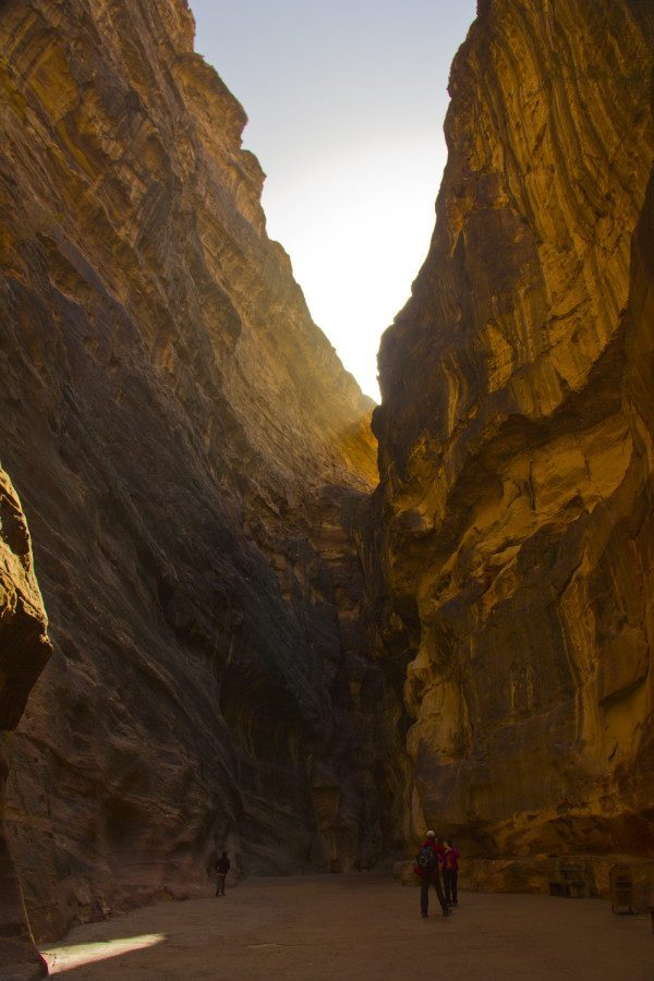 Sun through Siq Petra, Wadi Musa, Jordan
