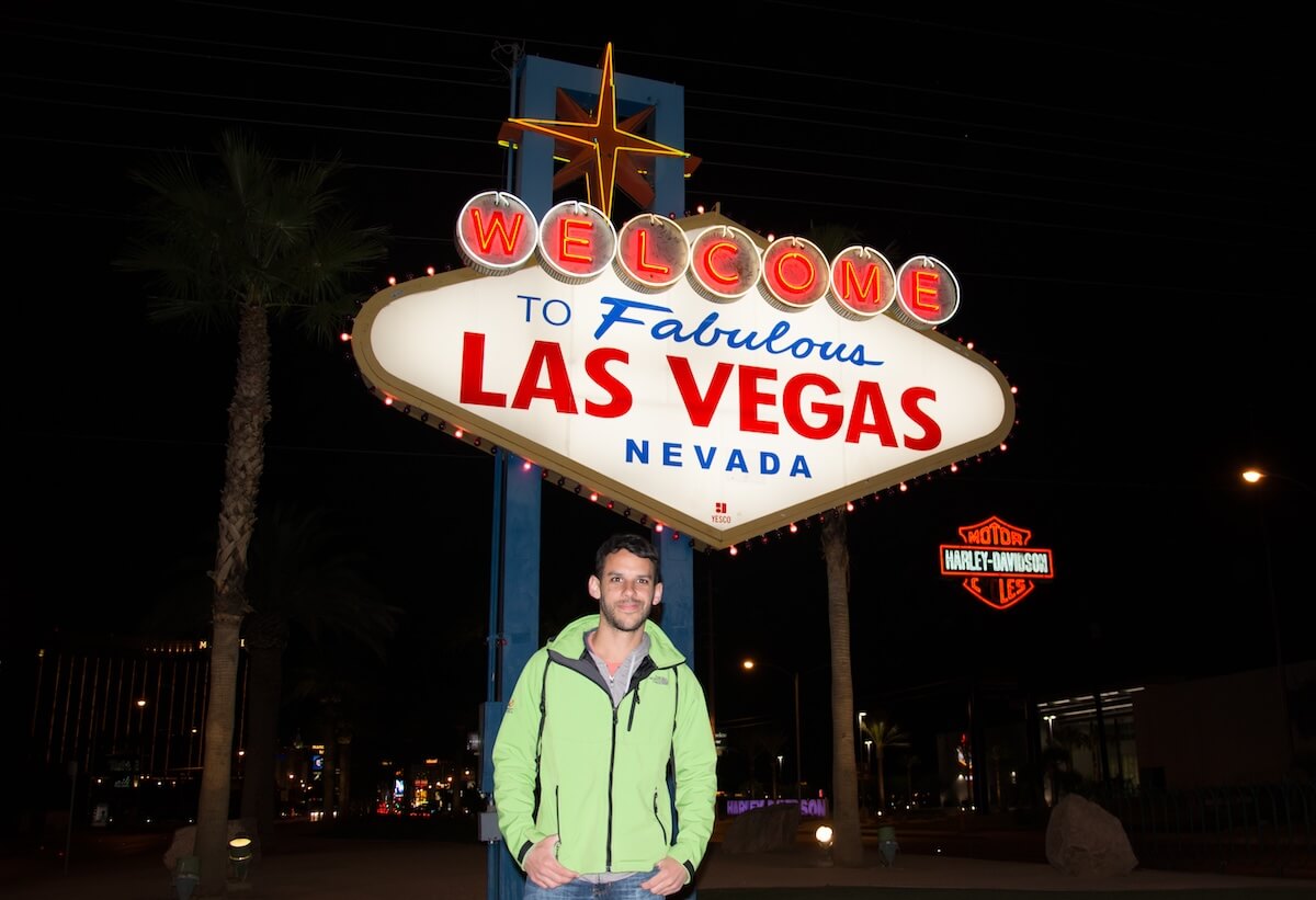Norbert at the Las Vegas Sign