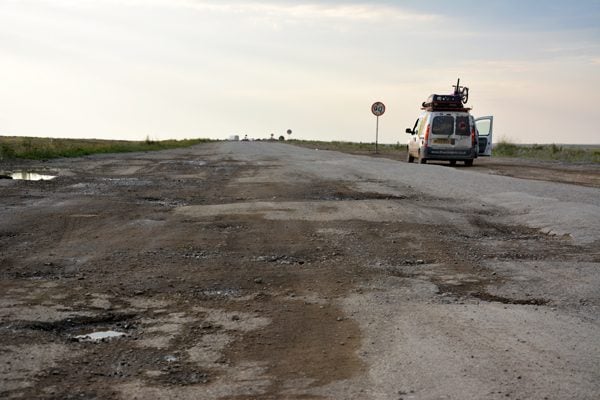 bad roads in Kazakhstan