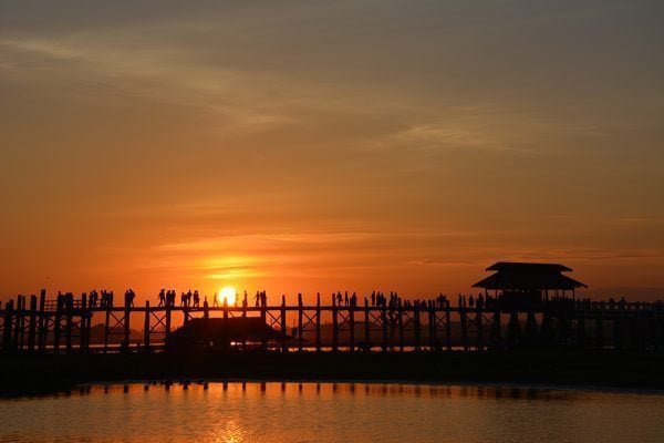 Silhouette of the U Bein Teak Bridge