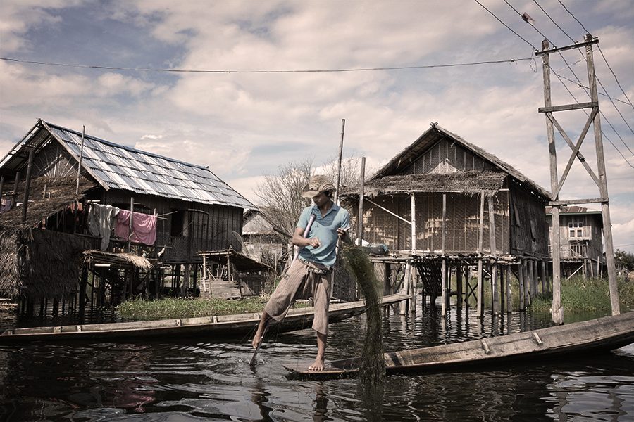 fisherman in Inle Lake in Myanmar