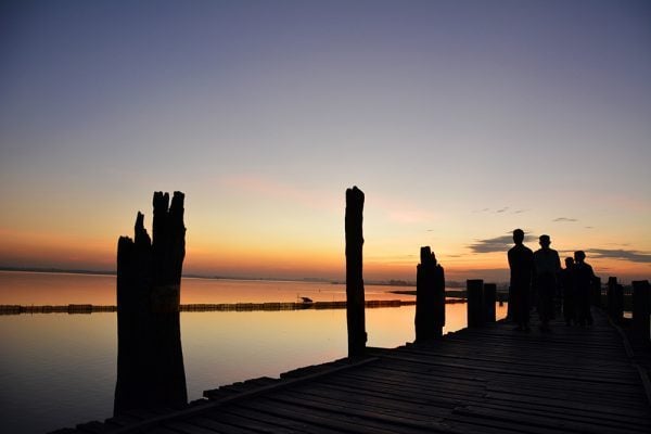 Pillars of U Bein Teak Bridge