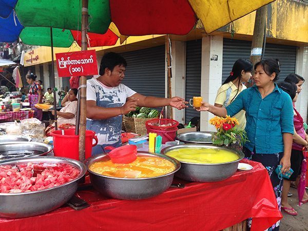 Street seller in Yangon, Myanmar
