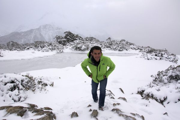 Snowy day in New Zealand