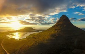 Sunset as seen from Kirkjufell in Iceland