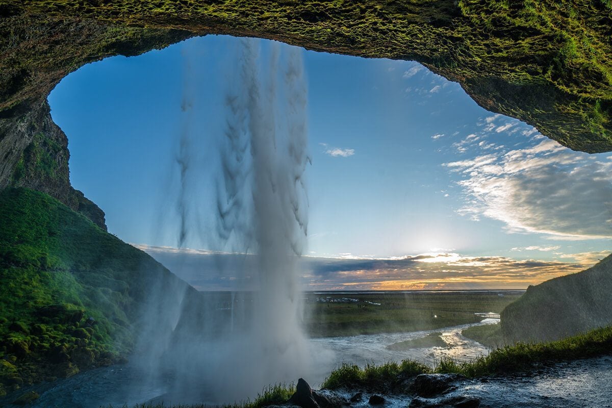 Seljalandsfoss from inside. Iceland.