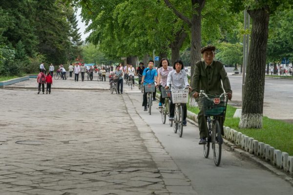 Bikers in Kaesong, North Korea
