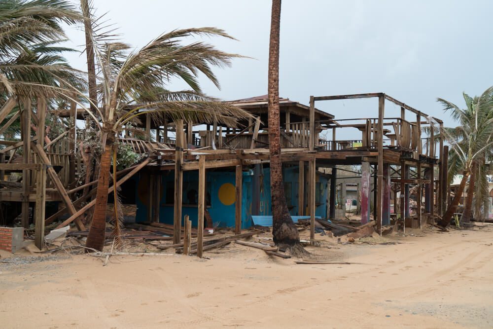 Destroyed bar in Pi&ntilde;ones