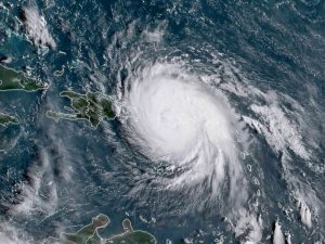 Satellite Image Hurricane Maria passing Puerto Rico