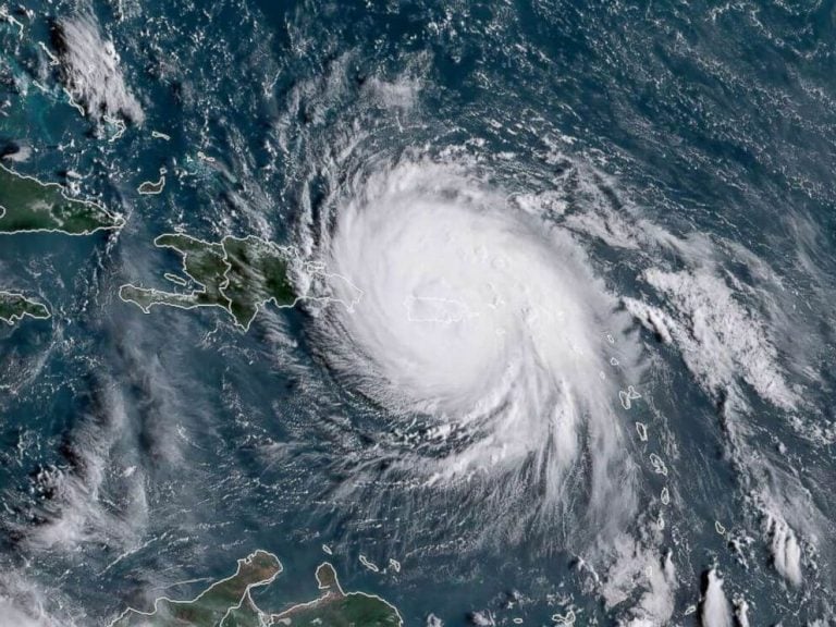 Satellite Image Hurricane Maria passing Puerto Rico