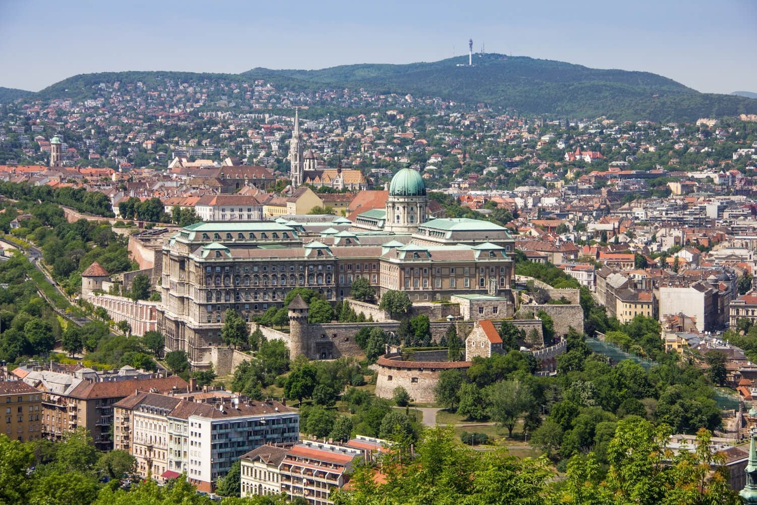 Aerial view of Buda side of Budapest
