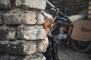Shy girl at the Kahkaraan village in Iran