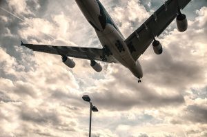 Plane landing at Heathrow airport