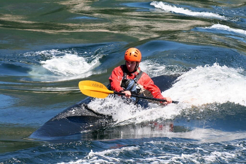 Kayaking rapids at the Whiteshell Provincial Park, Manitoba, Canada
