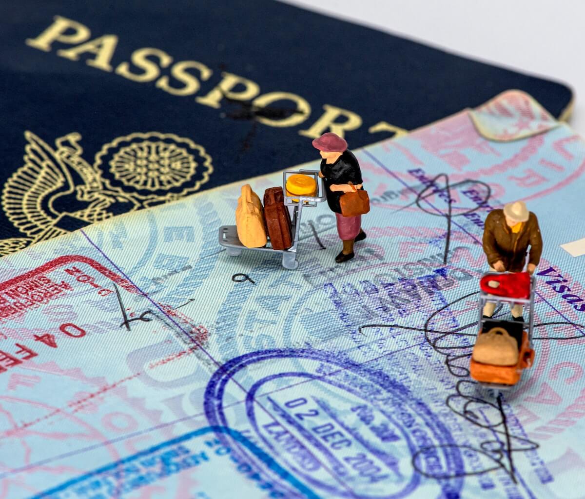 Two travelers on a passport
