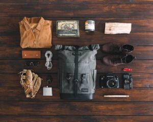Gray Rolltop Backpack