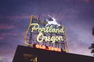Portland Oregon Old Town Sign Shot