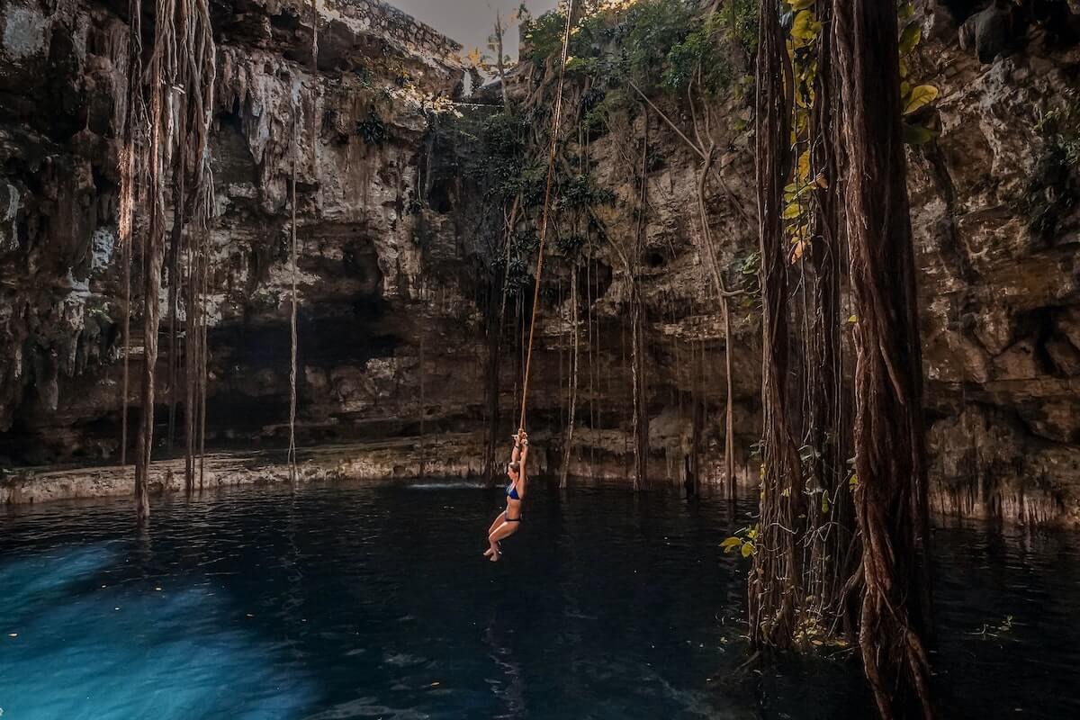 Jumping in a Cenote in Mexico