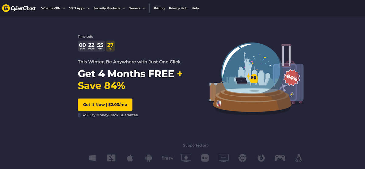 CyberGhost VPN Website Homepage