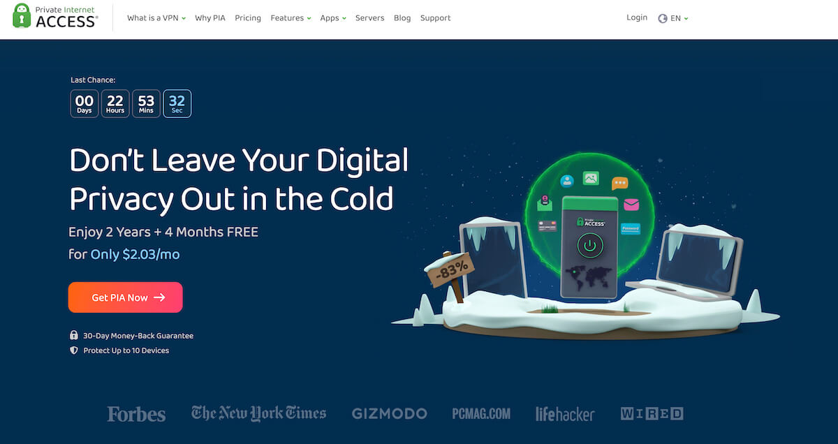 Private Internet Access Website Homepage