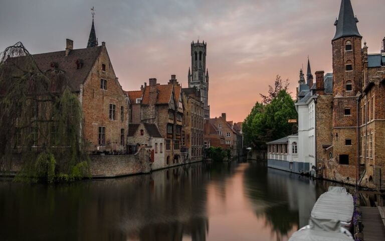 Sunset in Bruges, Belgium