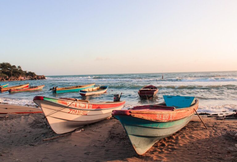 Boats at the beach in Jamaica