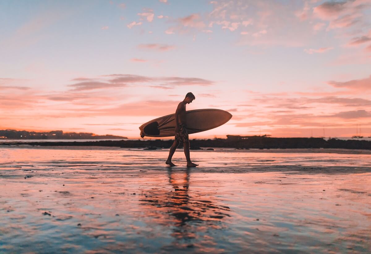 Surfer at the Beach in Costa Rica