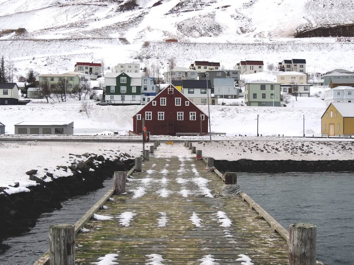 Icelandic Town in the Snow