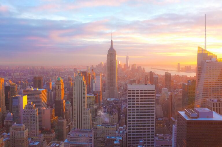 New York City Sunset Aerial View