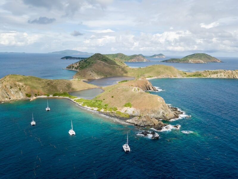 Aerial View of Salt Island and Catamarans in the BVI
