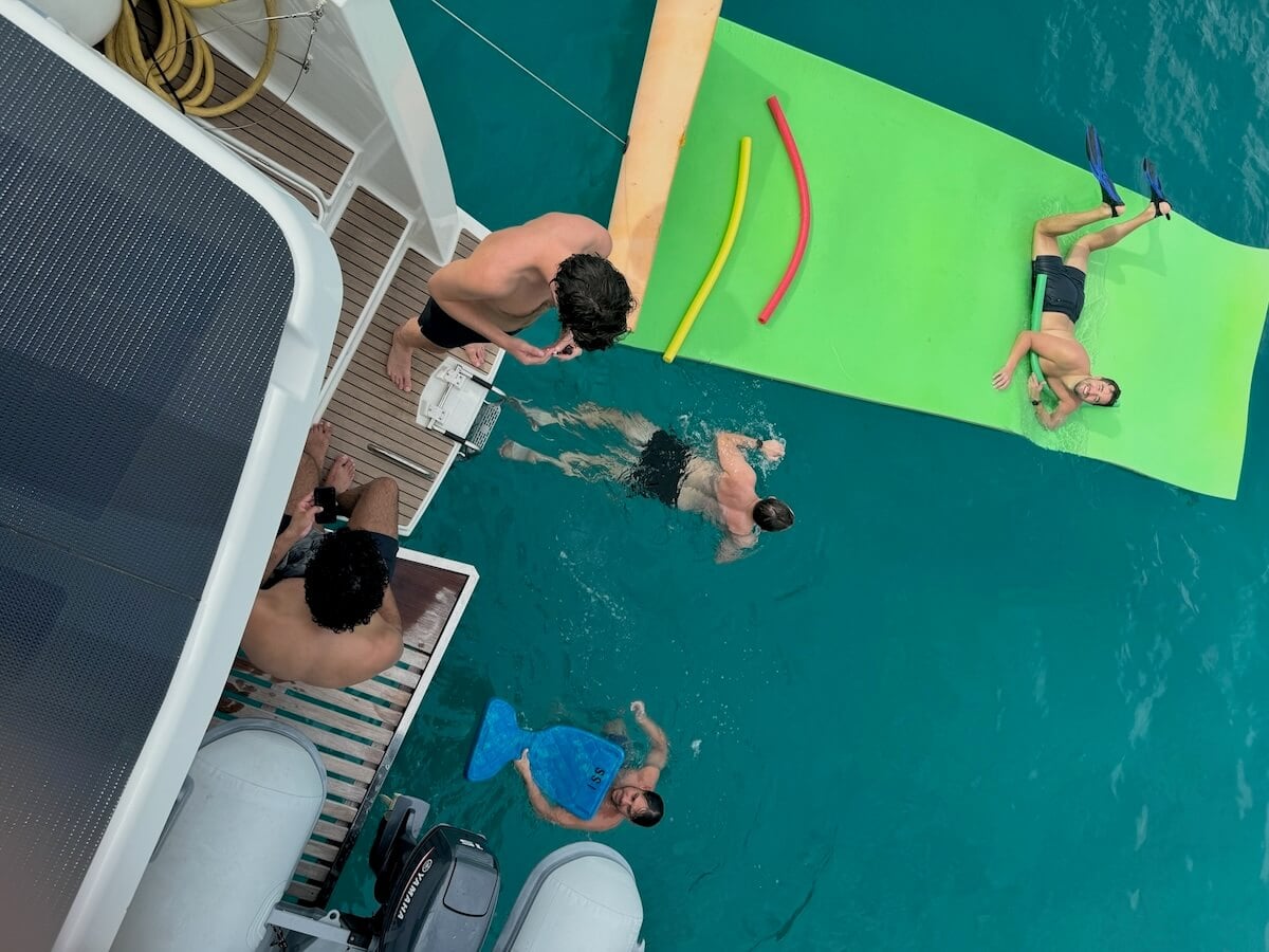 Water Toys next to our catamaran