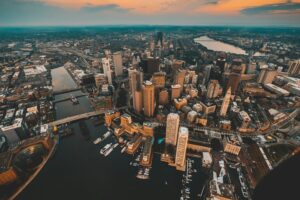 Aerial view of Boston, massachusetts