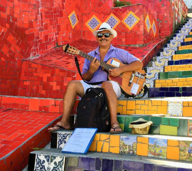 Brazilian in Escadaria Selaron, Rio de Janeiro